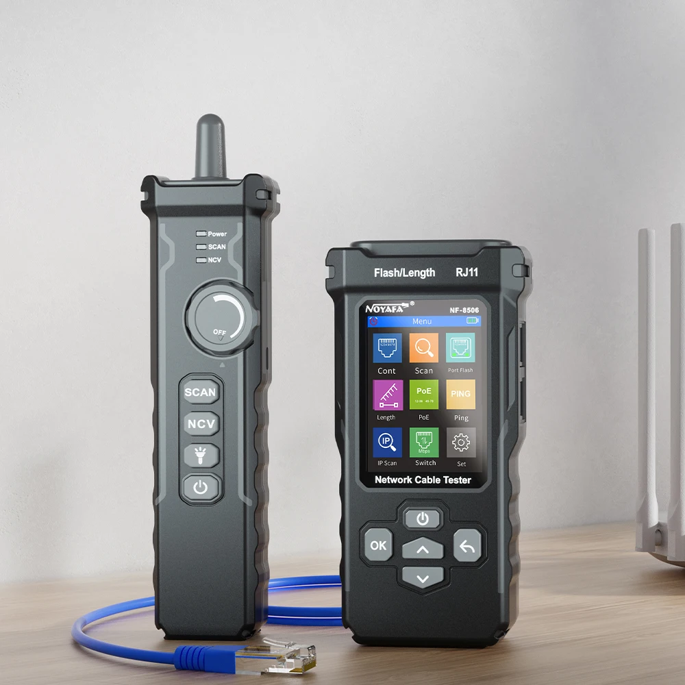 NOYAFA NF 8506 Multifunctionele Ethernet-kabeltester IP-scan Ping Poe-test Draad Continuïteitstest RJ45 RJ11 Netwerkkabeltracker