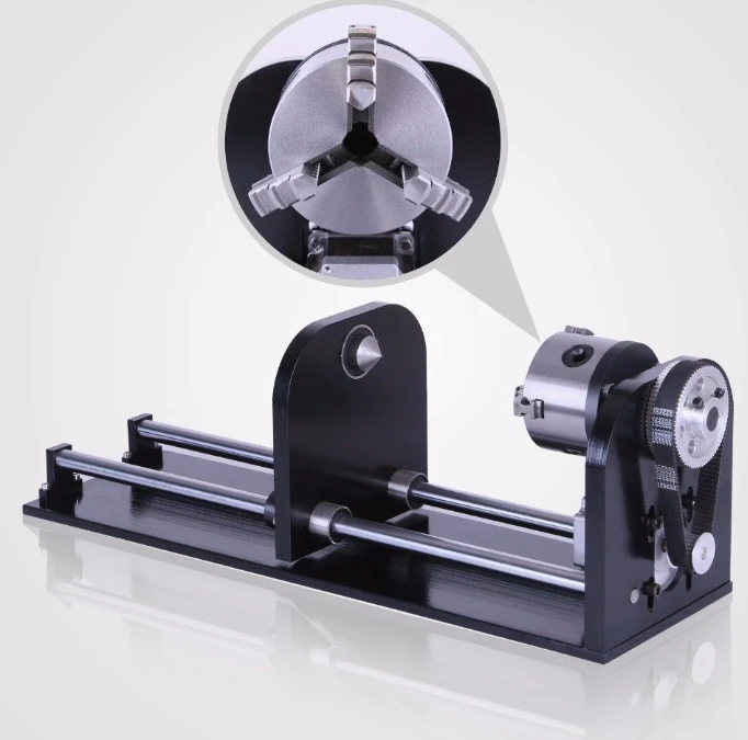 CNC Router Rotary Axis 80mm 3-Jaw Spiral Chuck CNC Router Axis Measuring for CO2 Laser Engraving Cutting Machine