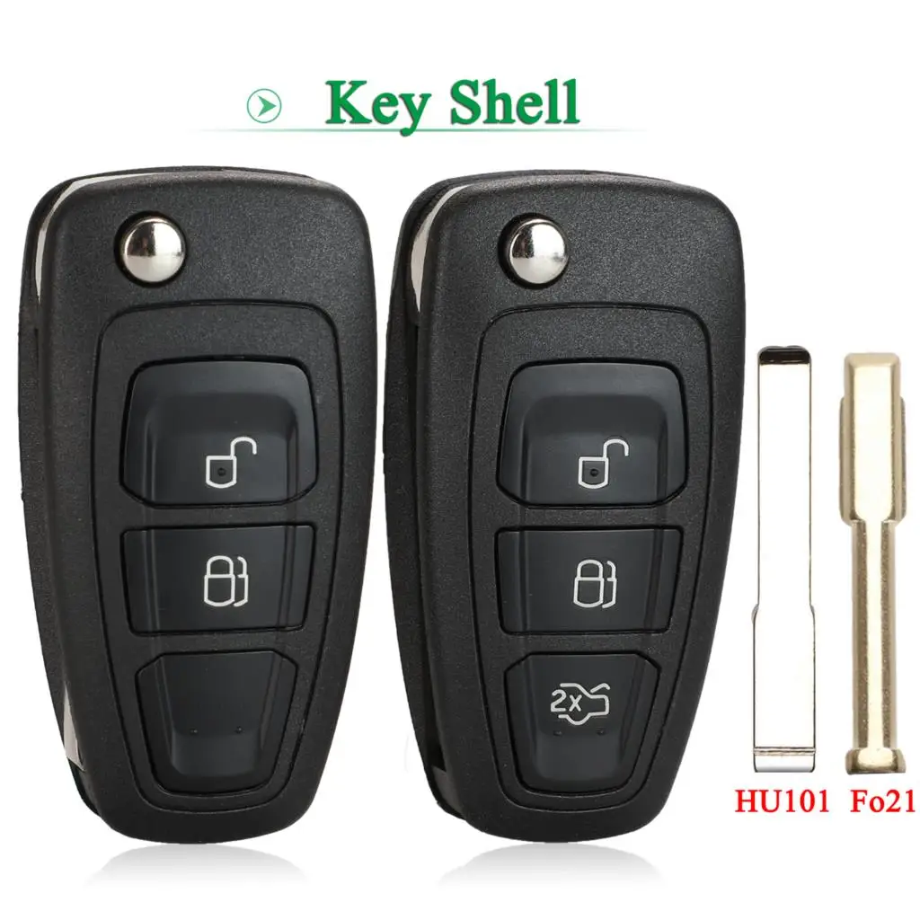 

jingyuqin 2/3 Buttons For Ford Focus Mondeo Fiesta 2013 Folding Flip Remote Car Key Shell Case HU101 /FO21 Blade Replacement