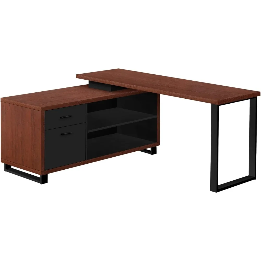 

L-Shaped Corner Computer Desk with Storage Drawers, 72" Long, Suitable for Home Office, Laptop Work, Metal Frame and Laminate Su
