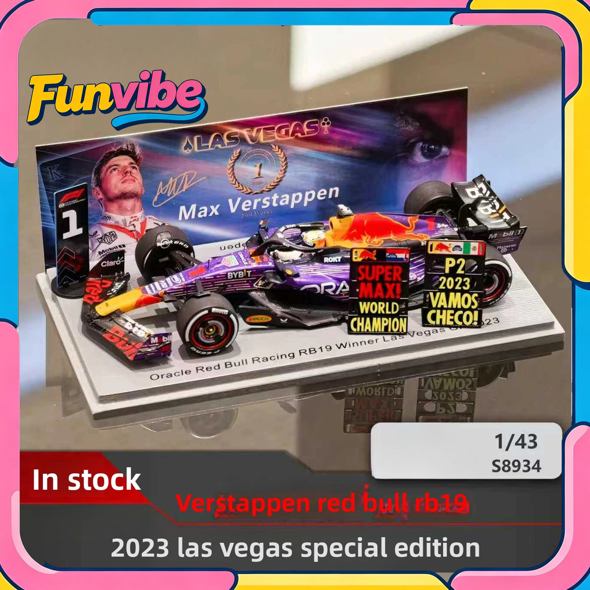 

SPARK 1/43 Red Bul RB19 Max Verstappen 2023 Las Vegas GP Winner Special Livery F1 Car Model Simulation Collection Cars Boy Gift