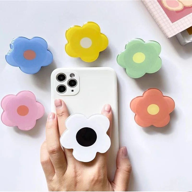 Цветная акриловая подушка безопасности с цветком, складная расширяемая ручка для мобильного телефона, розетка, кронштейн, ручка Tok Lazy, настольная подставка, кольцо на палец