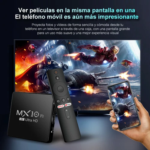 Imagen 2 del producto Smart TV Box MX10 F1 Android 13 Allwinner H313 Mali-G31 TV Box Soporte Android Control remoto por voz