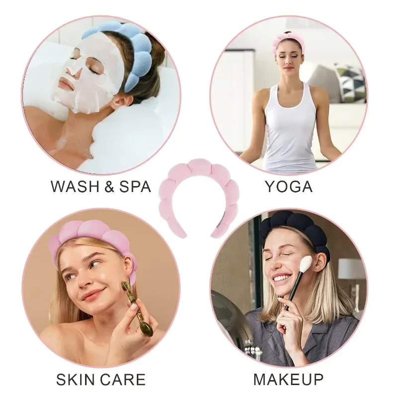 3 шт., повязки на голову для мытья лица для женщин, пухлые губчатые ленты для волос, водонепроницаемые ленты-манжеты, впитывающие браслеты, женские аксессуары для волос, комплект