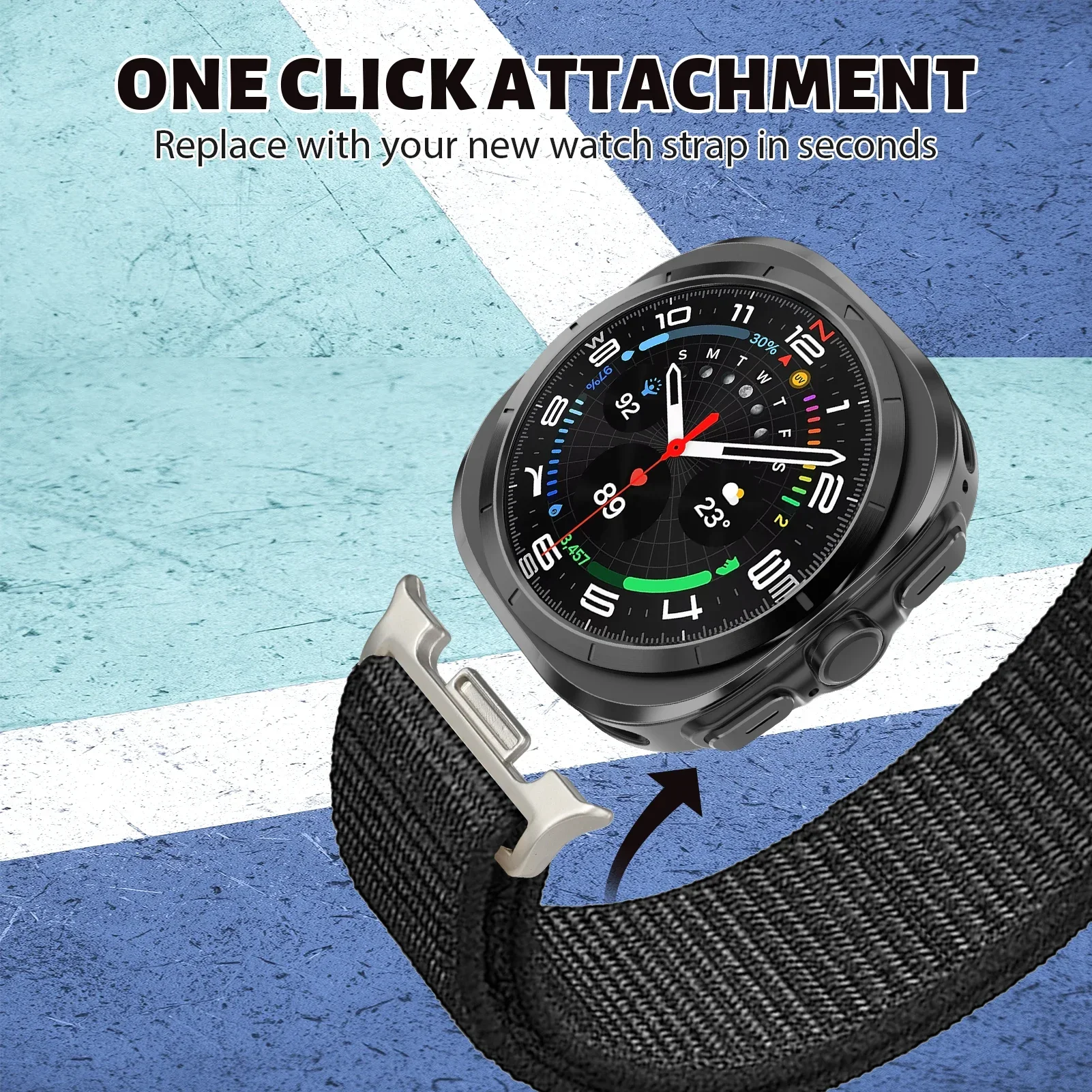 Metal Connecting Nylon Loop Strap for Samsung Galaxy Watch 9 8 40mm 44mm Officia Sport Wristband for Galaxy Watch 8 Classic 46mm
