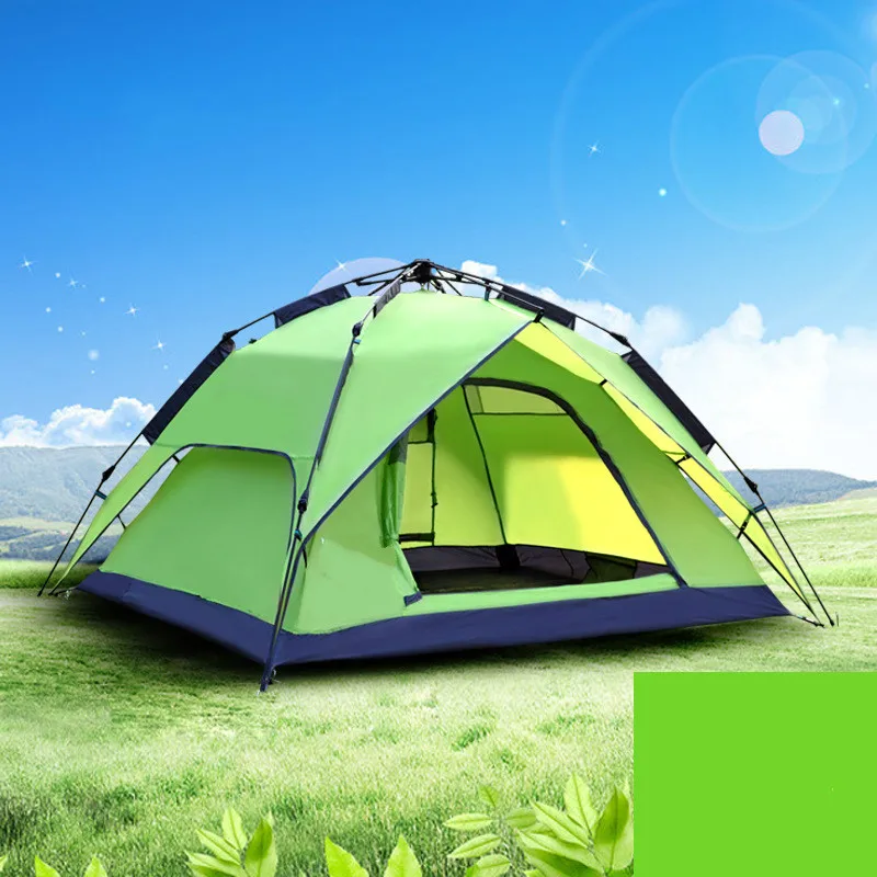 

Solid color wholesale outdoor camping tent Automatic pop up Double layer Rainproof tent