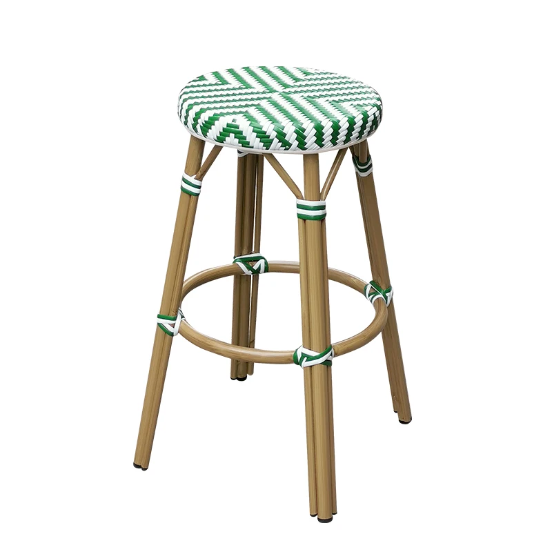 Bar chair French bar stool rattan outdoor high stool Internet celebrity cafe dining bar retro