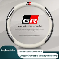 Car Carbon Fiber Steering Wheel Cover Breathable Anti Slip Leather Car Accessories For Toyota Gazoo Racing RAV4 C-HR Prado Plugs