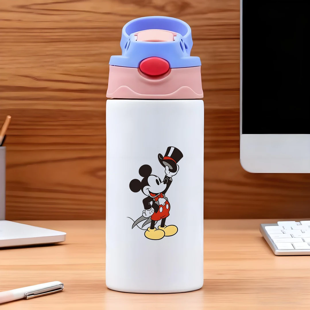

Disney classic Mickey Mouse suit and top hat cartoon character 304 stainless steel cartoon straw cup childrens water cup New Ye