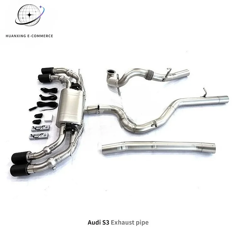for Audi S3 2.0T 2015-2023 Stainless Steel Mirror Finish Full Exhaust System Downpipe and Cat-back Exhaust with 4 Tips Included