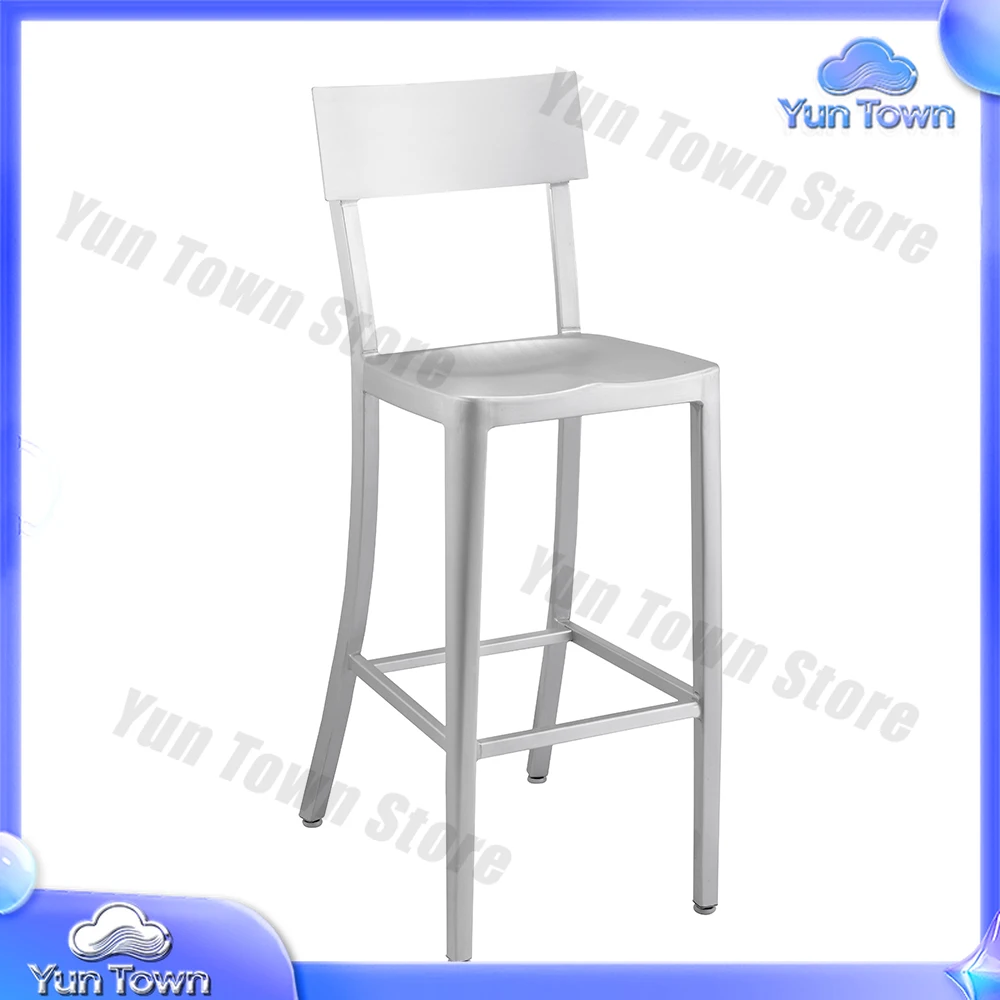 Modern Outdoor Aluminum Navy Dining Cafe Side Bar Stool Chair For Garden Hotel Club And Wedding Party
