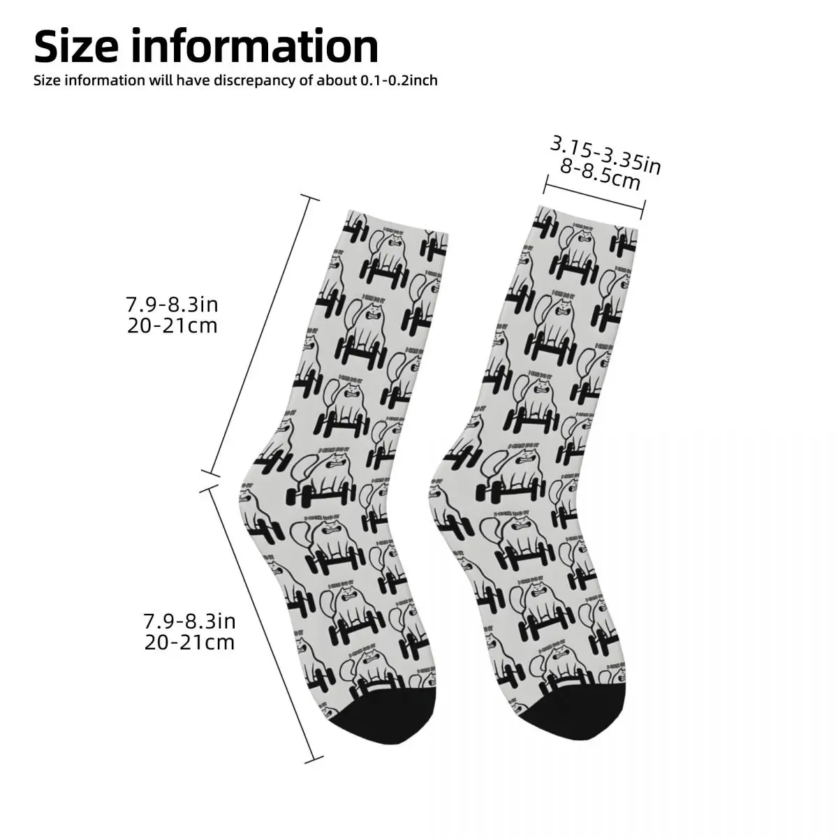 Hip Hop Retro Cat In Gym Crazy Men\'s compression Socks Unisex Lifting Cat Harajuku Seamless Printed Funny Novelty Crew Sock