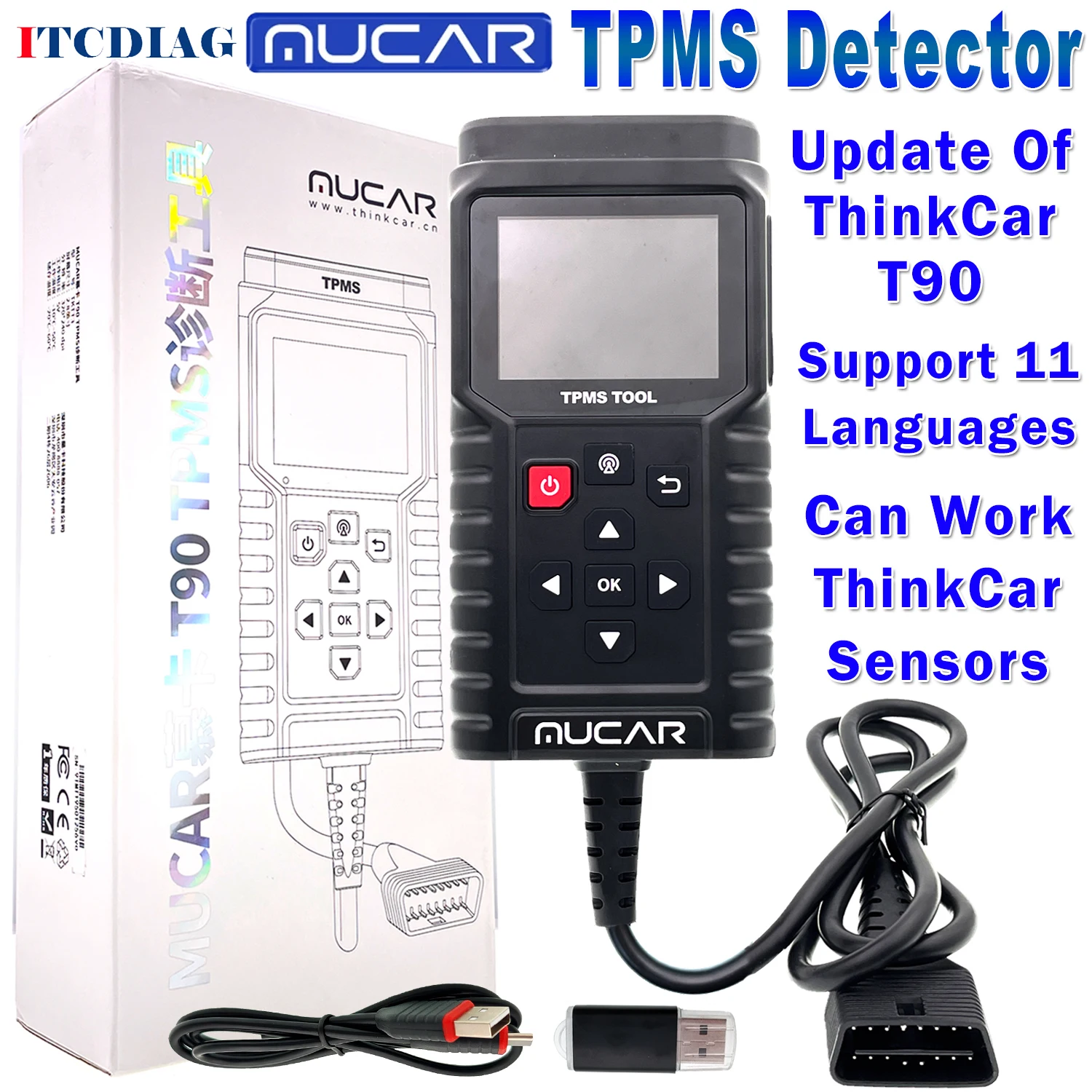 

Mucar T90 TPMS TP T-90Working Independently OBD Programmer Car Fault Code Tire Pressure Sensor Activator Update THINKCAR T90 G2