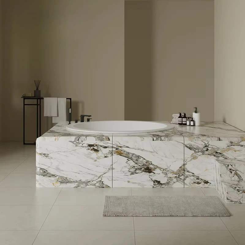 Luxury Modern Artificial Stone Spa Bathtub for Adults 2 Person Freestanding Soaking Tub with Pure Solid Surface Hotel Use