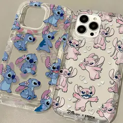 Cartoon Stitch Disney schöne klare Hülle für iPhone 16 15 14 13 12 11 Pro Max 14 15 7 8 plus x xr xs Max Airbag stoß feste Abdeckung