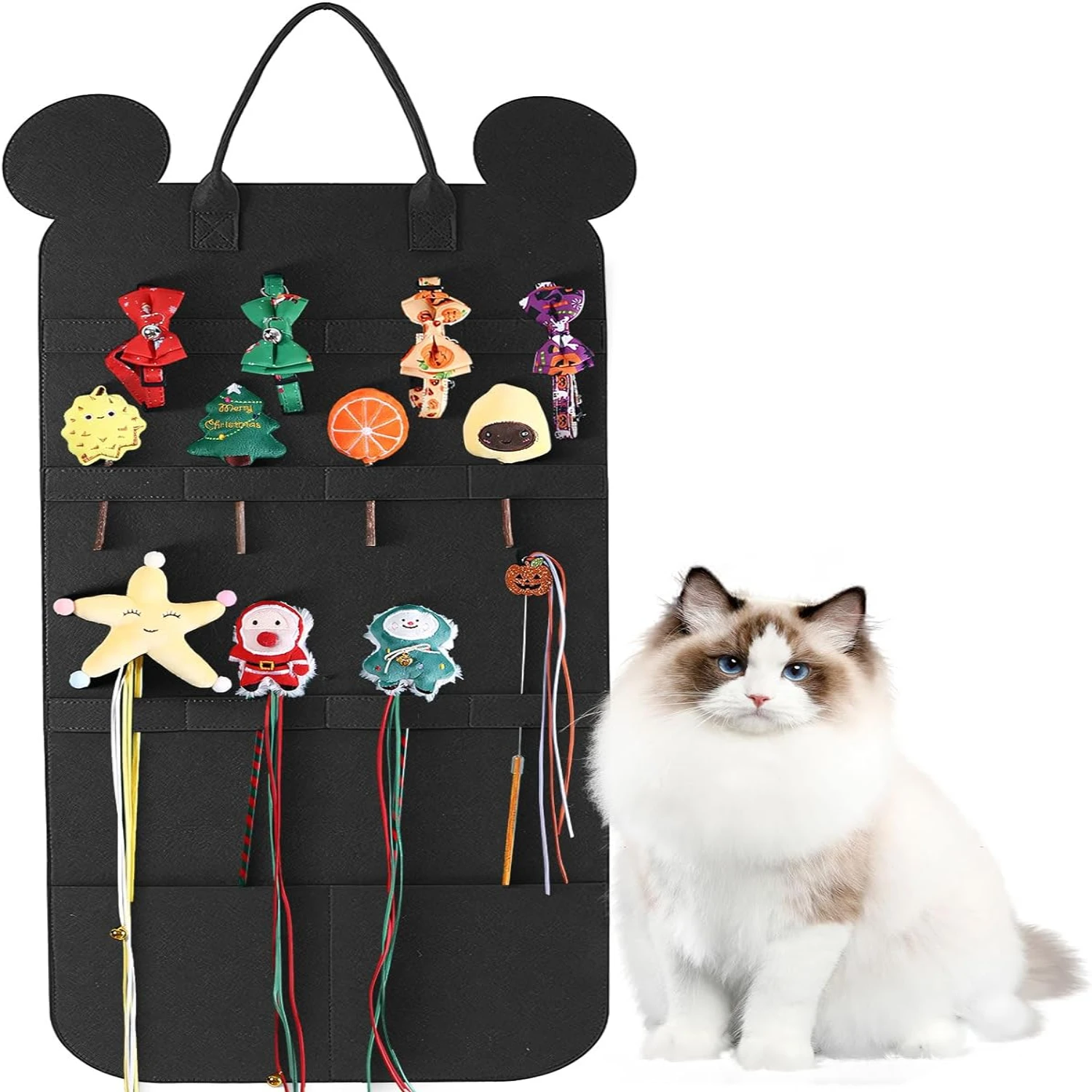 Enhanced Quality Large, Durable, and Thickened Cat Teaser Wand Organizer Bag for Extended Playtime - Long Lasting and Safe Play 