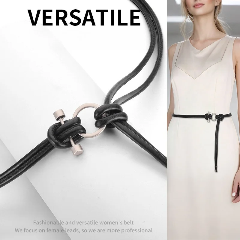 Korean-Style Premium-Feel Dress  Sweater Accessory Slim Belt Versatile Round Women's Belts Fashionable Leather Waist Cord