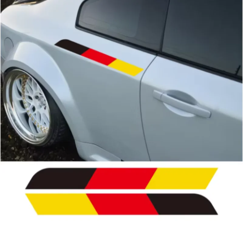 2Pcs German Flag Tricolor Style Car Body Side DIY Stripe Stickers For VW BMW Audi Mercedes Vinyl Decals Auto Tuning Accessories view 2