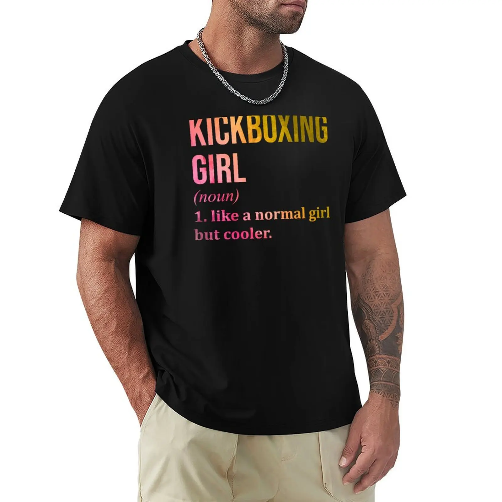 Kickboxing Girl Definition in Watercolor T-Shirt Basic Breathable Solid Color T-Shirt