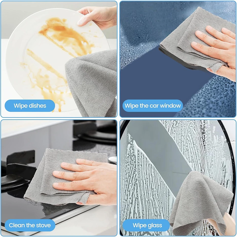 20PCS/Roll Reusable Microfiber Cleaning Cloth Highly Absorbent Kitchen Towel Roll Oil Absorbing Dish Rag Paper Towel Replacement view 5