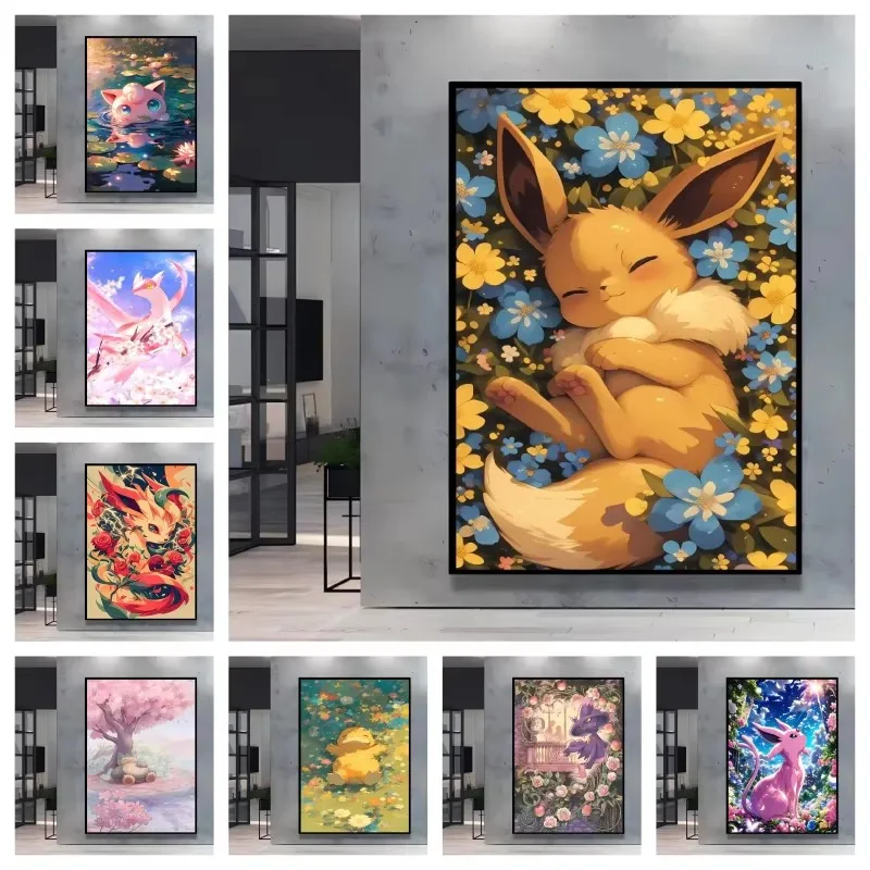 DIY Japanese Classic Anime Pokemon Eevee Cute Cartoon Characters Diamond Painting Living Room Decorative Birthday Gift