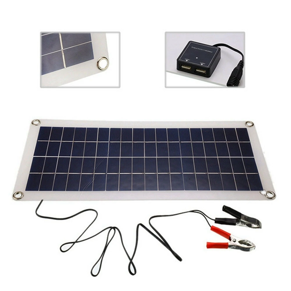 DT17 8W 12V Flexible Solar Panel Dual USB/DC Efficient Car Battery Charge Camping Solar Panel Kit