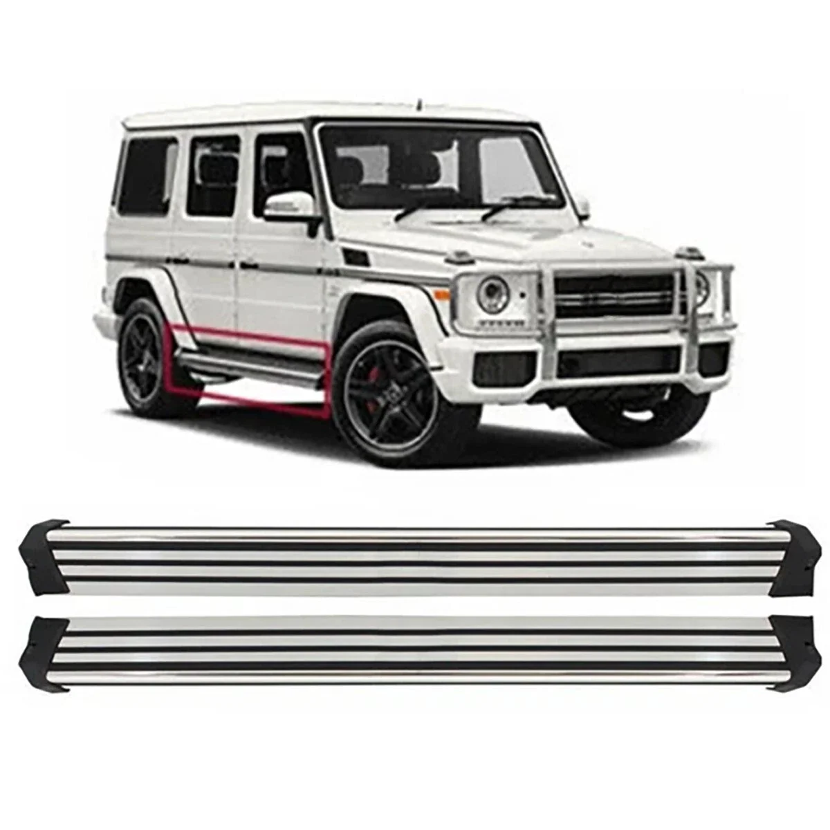 

Автомобильные детали, 2 шт., подножка, подходит для Mercedes Benz W463 G-Class 2001-2018, боковая ступенька NerfBar, серебристый