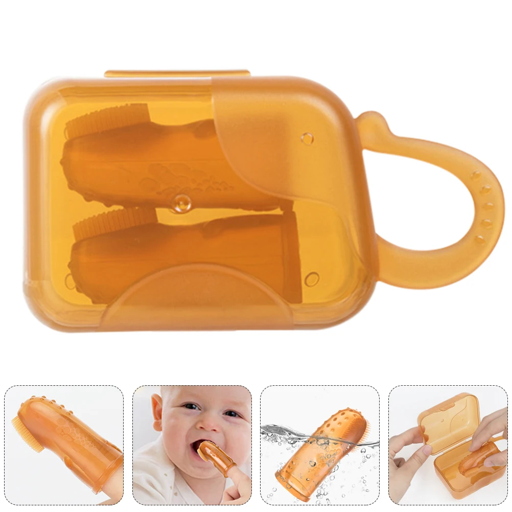 

1 set Finger Toothbrush Silicone Double-Sided Teething Gum Massage Tongue Cleaner Infant Toddler Oral Training Brush