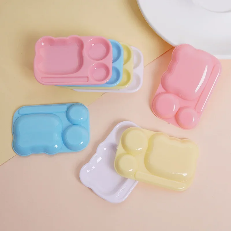 5cm Mini Bear Fast Food Tray Multi-colour Disposable Dinner Plate DIYcraft Simulation Food with Tray Decorations Home Decor