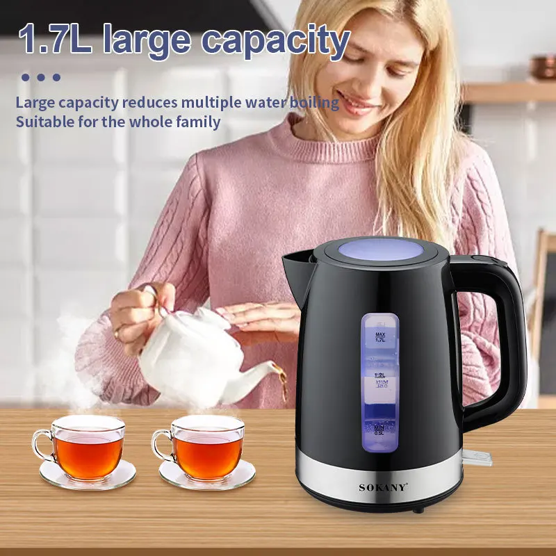 1.7L Electric Kettle Tea Coffee Thermo Pot Stainless Steel Hot Water Boiler 2200W Quick Boiling Auto Shut-Off Smart Kettle