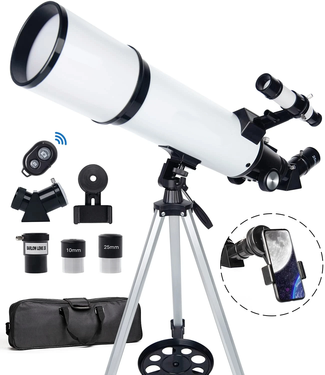 70mm Aperture 500mm Astronomical Refracting Portable Mount Fully Multi-Coated Telescope   Astronomical