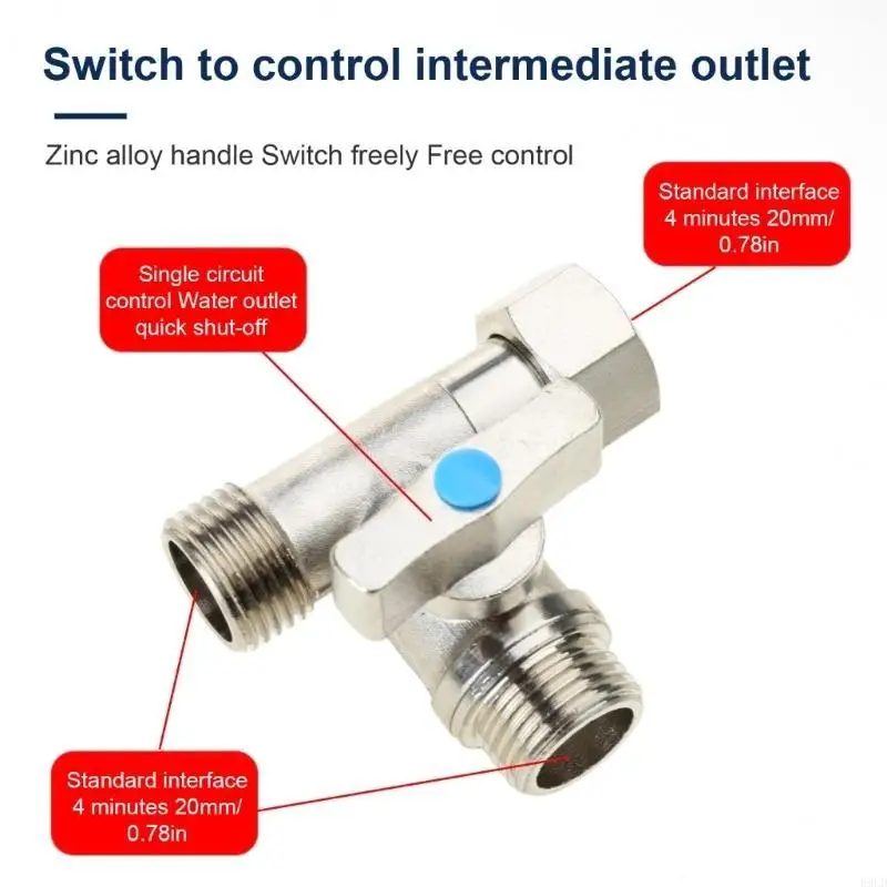 2025 New Tees Stop Valves 1/2X1/2X1/2'' Compression Shut Down 3 Way Diverters Connector