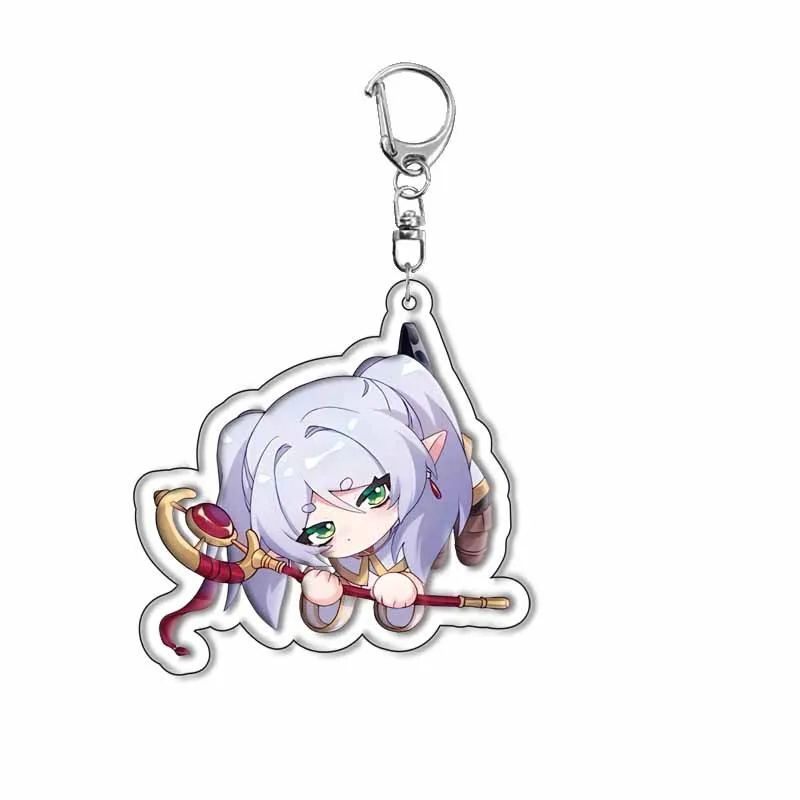 Kawaii أنيمي فريرين: ما وراء نهاية الرحلة السرخس سلسلة مفاتيح مصنوعة من الأكريليك الكرتون الطلاب على ظهره اكسسوارات سيارة قلادة هدايا ساحرة #4