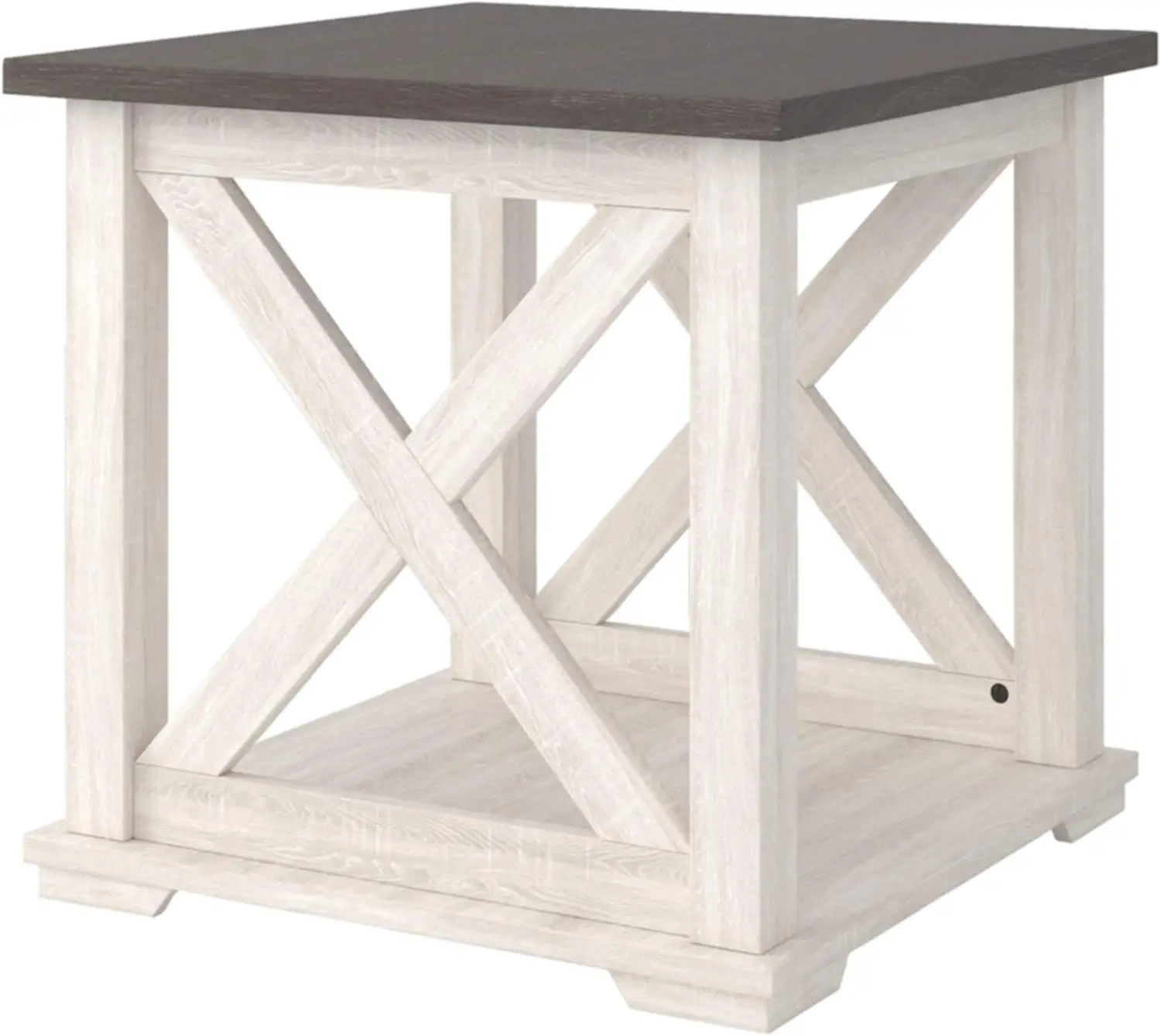 

Dorrinson Square Modern Farmhouse End Table, Two Tone White & Brown