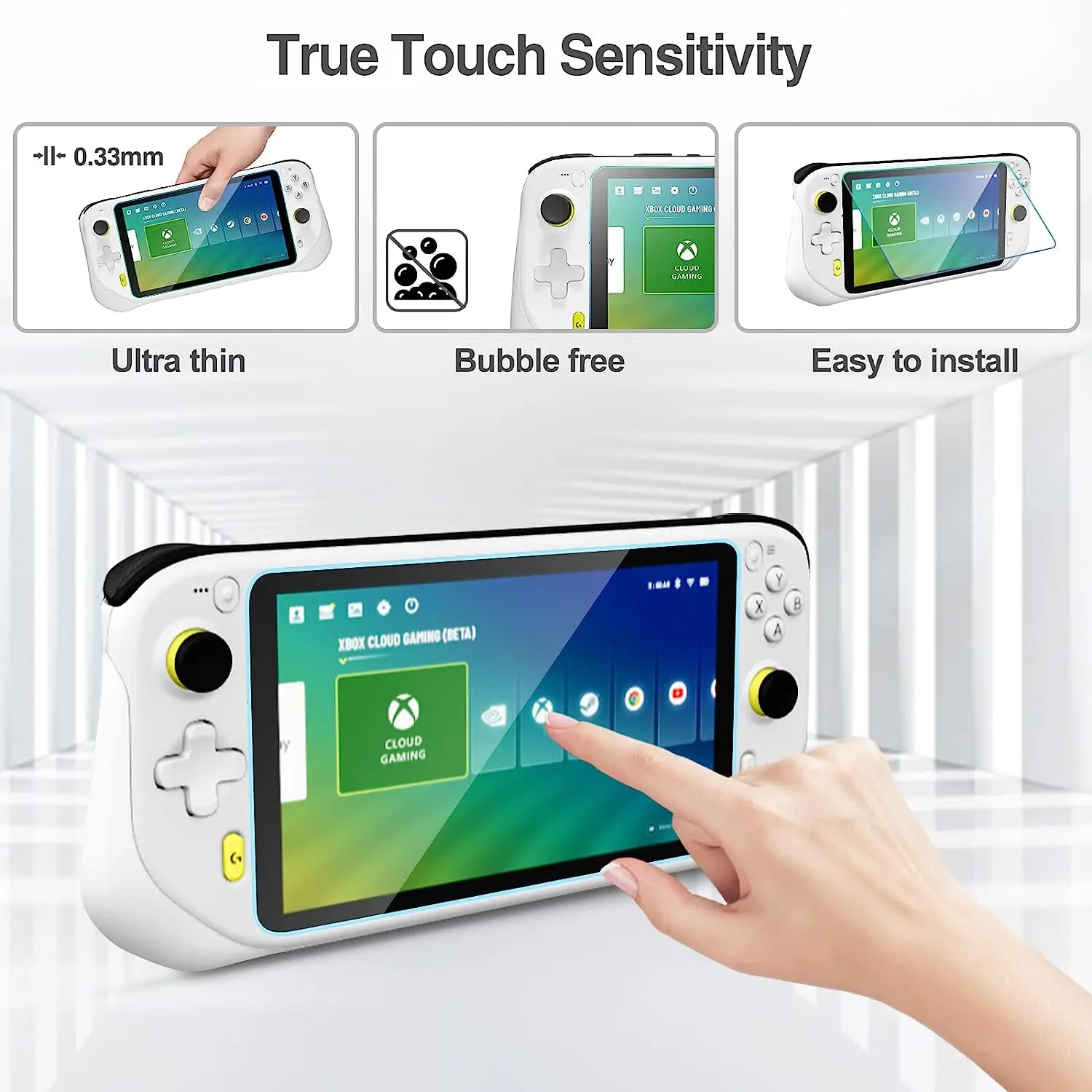 واقي شاشة من الزجاج المقسى فائق الدقة ، حافة مستديرة ، واقي مضاد للخدش لـ Logitech G Cloud ، لعبة 7 بوصة ، 3 حزم