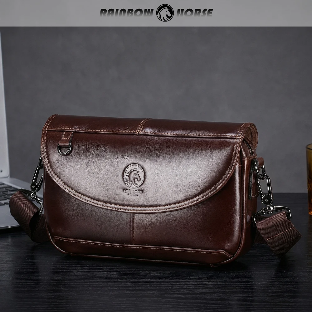 

Новая минималистичная мужская кожаная сумка через плечо 2025 года, сумка через плечо из воловьей кожи с верхним слоем, трансграничная аутентичная горизонтальная дорожная сумка