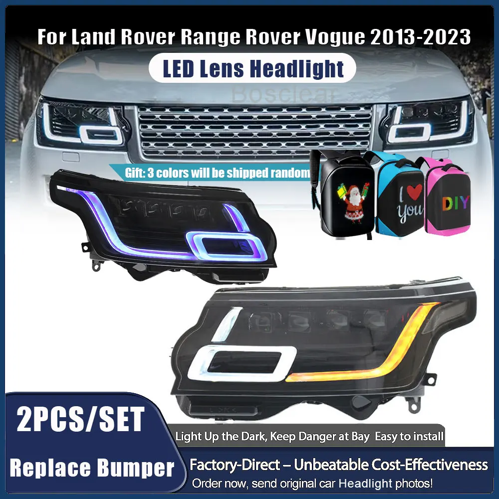 

Фара для Land Rover Range Rover 2013-2023 L405, обновленная матричная фара, передняя лампа, светодиодная 4-объективная система Plug and Play, автоаксессуары