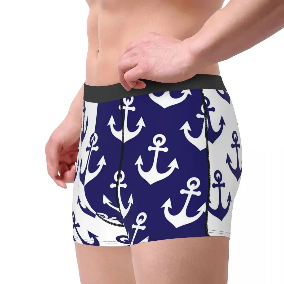 Fashion Boxer Nautical Anchor Naval Shorts Panties Men Underwear Breathable Underpants for Male