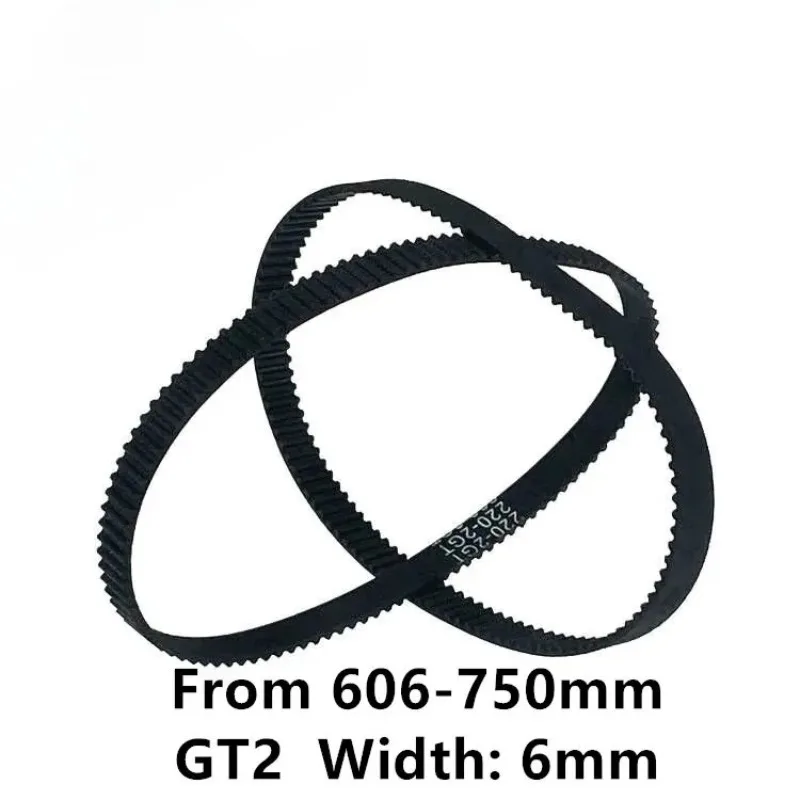 1PCS 3D Printer Parts GT2 6mm Closed Loop Rubber Timing Belt 606 610 616 630 640 650 660 670 690 696 700 710 738 740 750mm 2GT