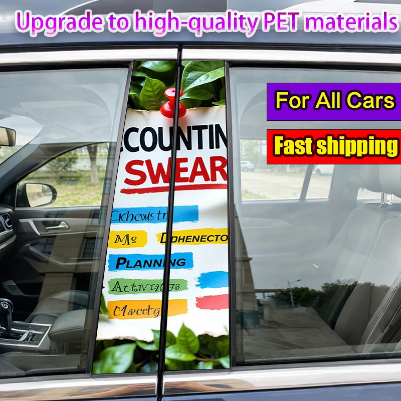 

2-Pack Car Pillar Stickers Colorful Accounting Oath Sticker Vinyl Waterproof and Sunproof Protective Sticker