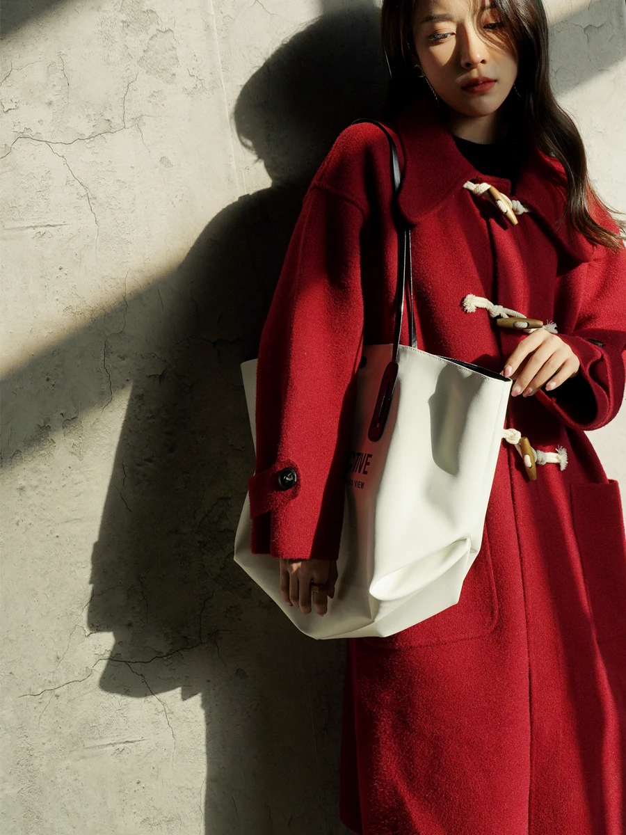 

Женское двустороннее шерстяное пальто Warmo, свободное длинное пальто с воротником-джатом, зимнее новое пальто на пуговицах, однотонное, для поездок на работу