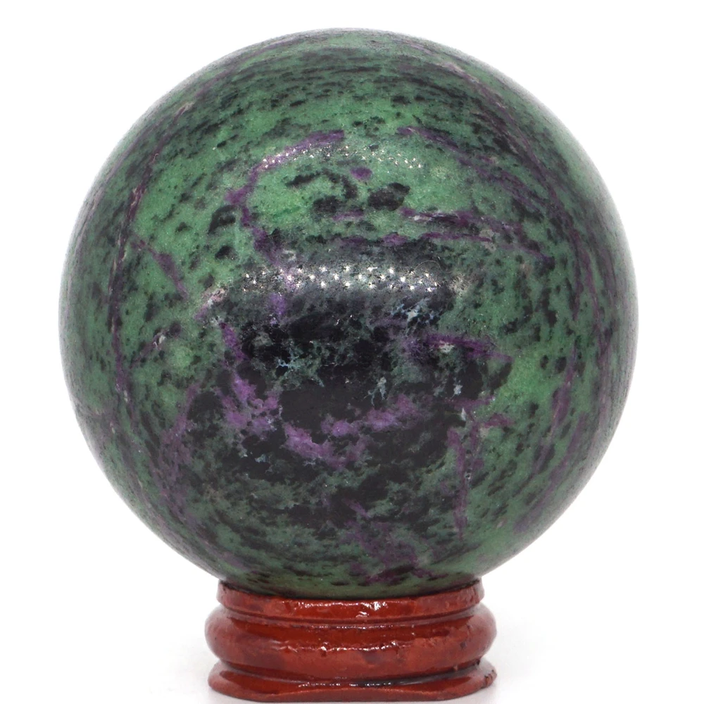 

69mm Natural Gemstone Ruby Zoisite Crystal Reiki Healing Quartz Sphere Massage Ball Stone Crafts Home Decoration With Stand #106