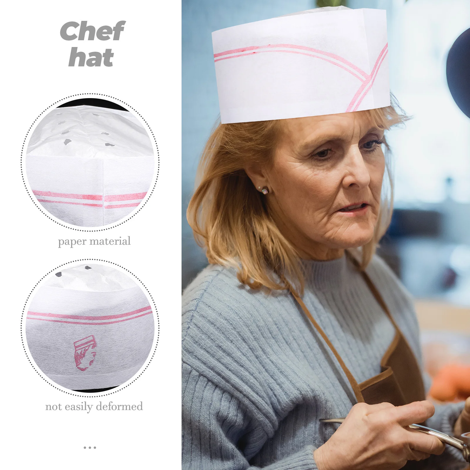 

40Pcs Breathable Disposable Chef Hats Paper Cooking Caps Kitchen Catering Grill Uniform Caps Lightweight Restaurant Cook Hats
