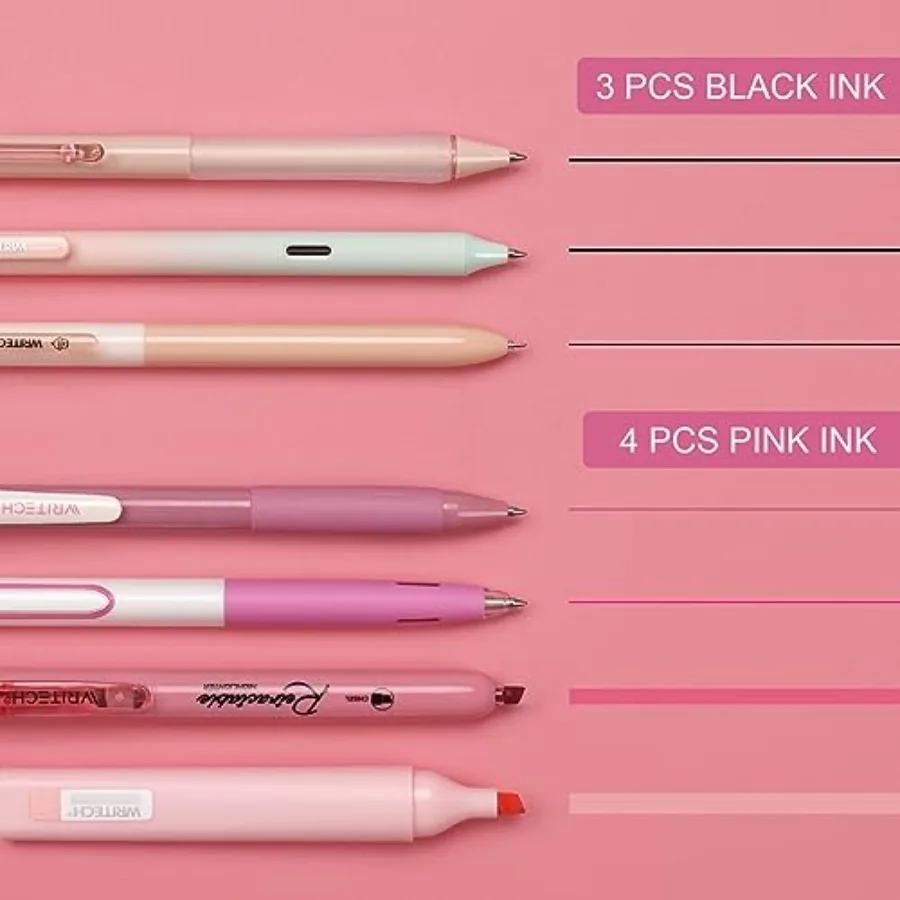 Gel Pens Journaling Highlighters: Journal Set Aesthetic Assorted Pastel Color Ink 0.5mm Fine Point Retractable 0.7mm Black Pen