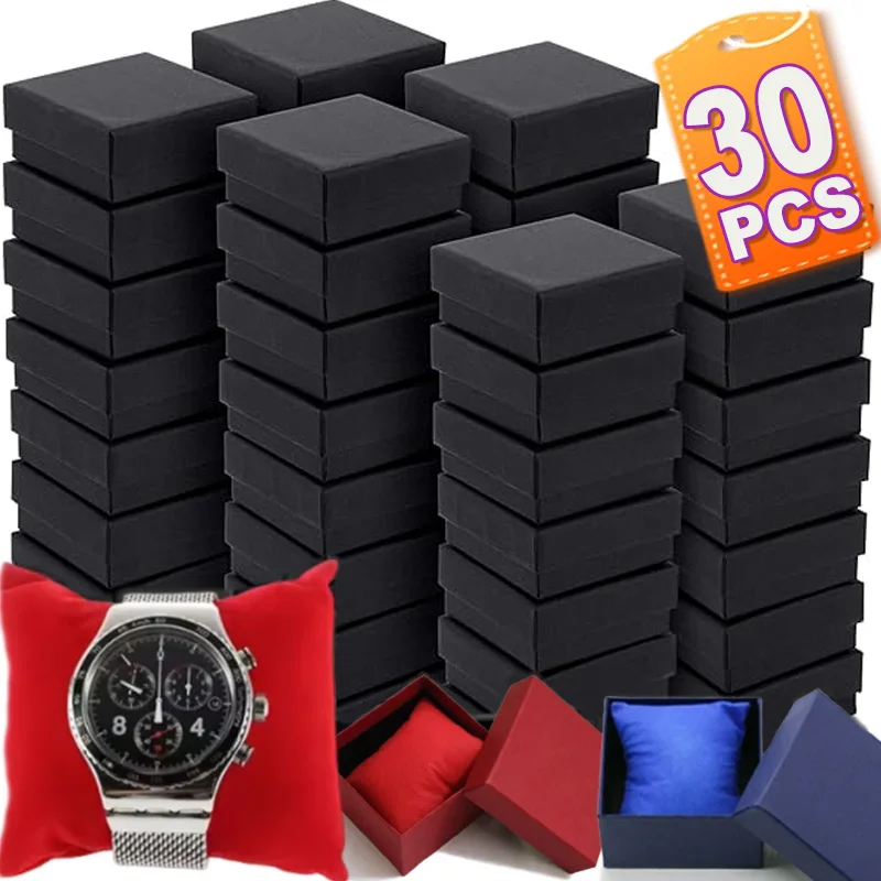 

5-30PCS Simple Black Jewelry Box Watch Bracelet Paper Cardboard Square Gift Boxes for Women Men Festival Birthdays Gifts Storage