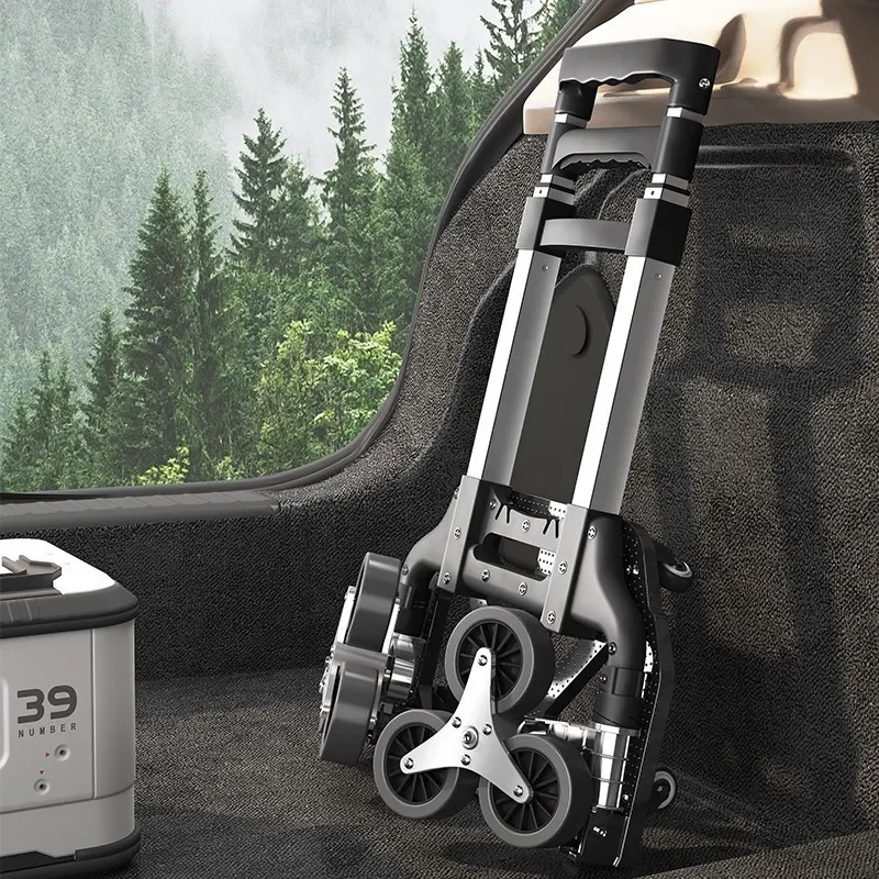 Portable Folding Hand Trolley for Home Shopping and Express Delivery Lightweight Luggage Cart with Stair Climbing Function