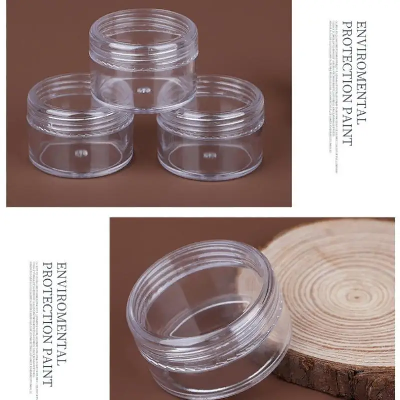 Frascos de plástico transparente redondos com tampas superiores redondas para cremes, recipientes cosméticos empilháveis com tampas de parafuso, etiquetas, loções, pós