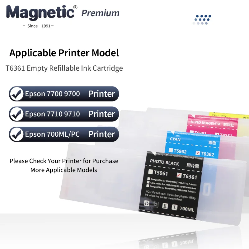 

T6361-T6369 T636A T636B для Epson 9908, пустой пополняемый чернильный картридж epson 7908 7890 9890 9710 7710, поставка 9910 7910 7900 9910