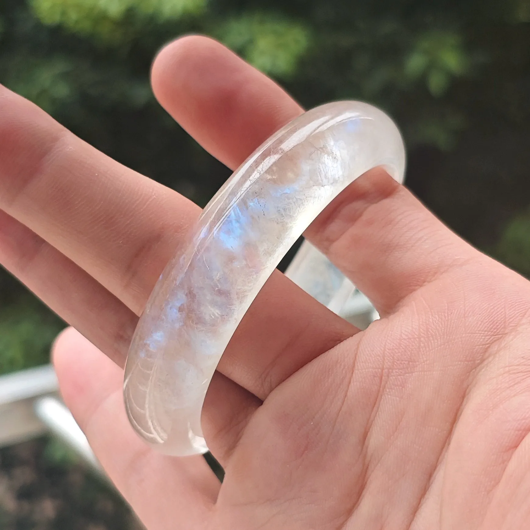 Natural Moonstone Solid Bangle High Clarity Blue Sheen Rainbow Gemstone Bracelet Fine Crystal Wristwear Aesthetic Jewelry Gift