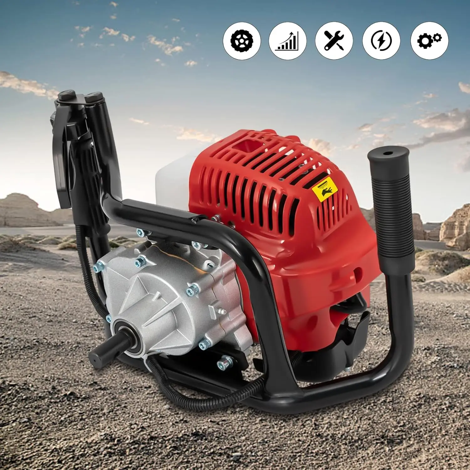 Auger Post Hole Digger, Gasolina, Gás Powered Earth Digger, Post Hole Borer Diggers, Broca de terra para Garden Farm, 2 tempos, 52cc